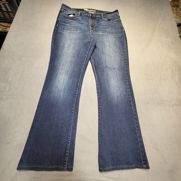 Old Navy Jeans Womans 10 Blue Sweetheart Boot Cut Distressed Stretch - Picture 1 of 13
